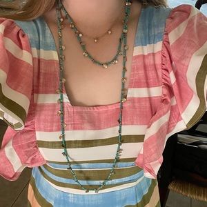 Long blue wrap necklace